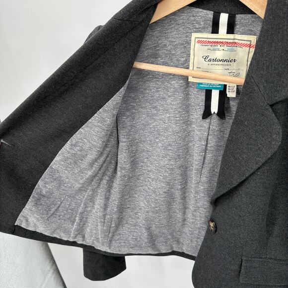 ANTHROPOLOGIE Cartonnier Heathered Grey Blazer Jacket // 0P - Picture 7 of 7